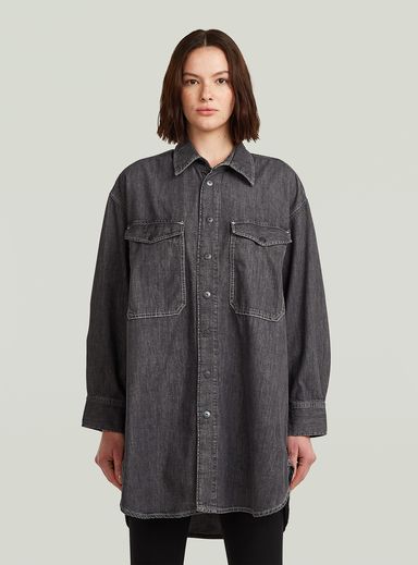 Oversized Denim Shirt Evergreen